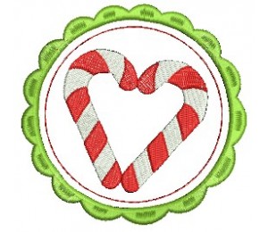 Stickdatei - Zuckerstangen Herz Button